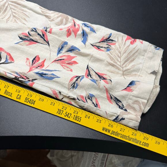 Briggs Linen Pants Womens Size Small Cream Floral Causal Pull On Tropical Travel - Picture 9 of 9